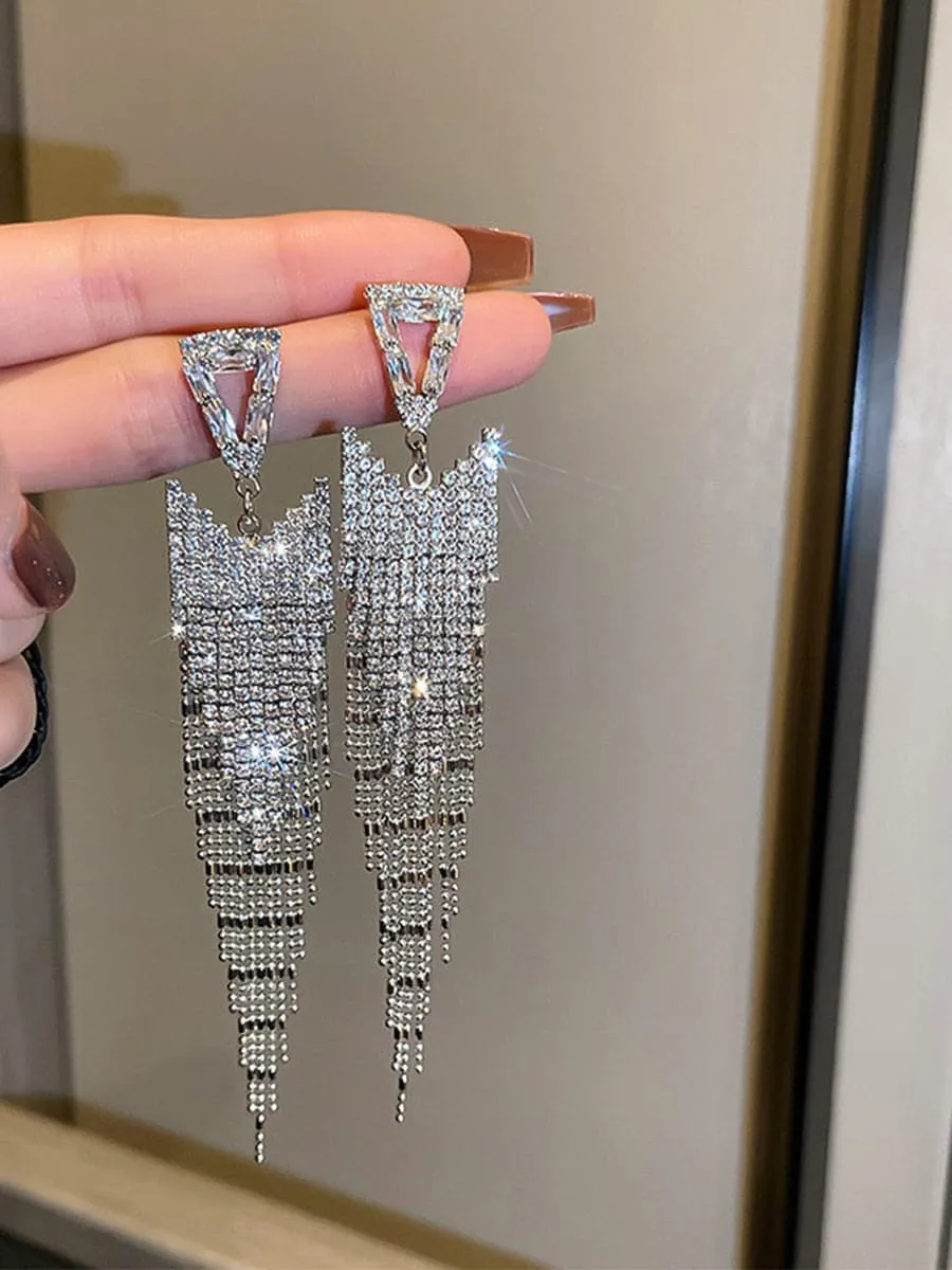 Angular Inlay Diamond Tassel Earrings MSE101008