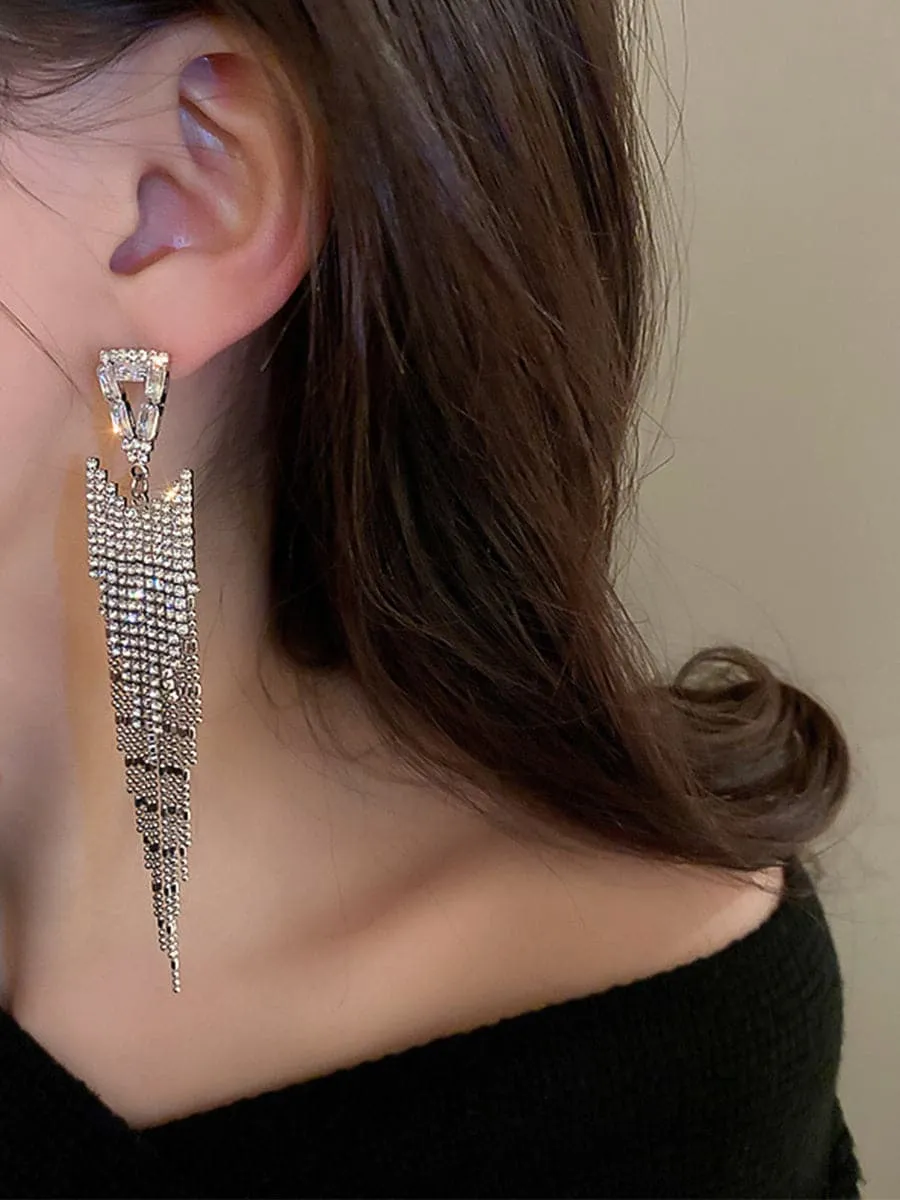 Angular Inlay Diamond Tassel Earrings MSE101008