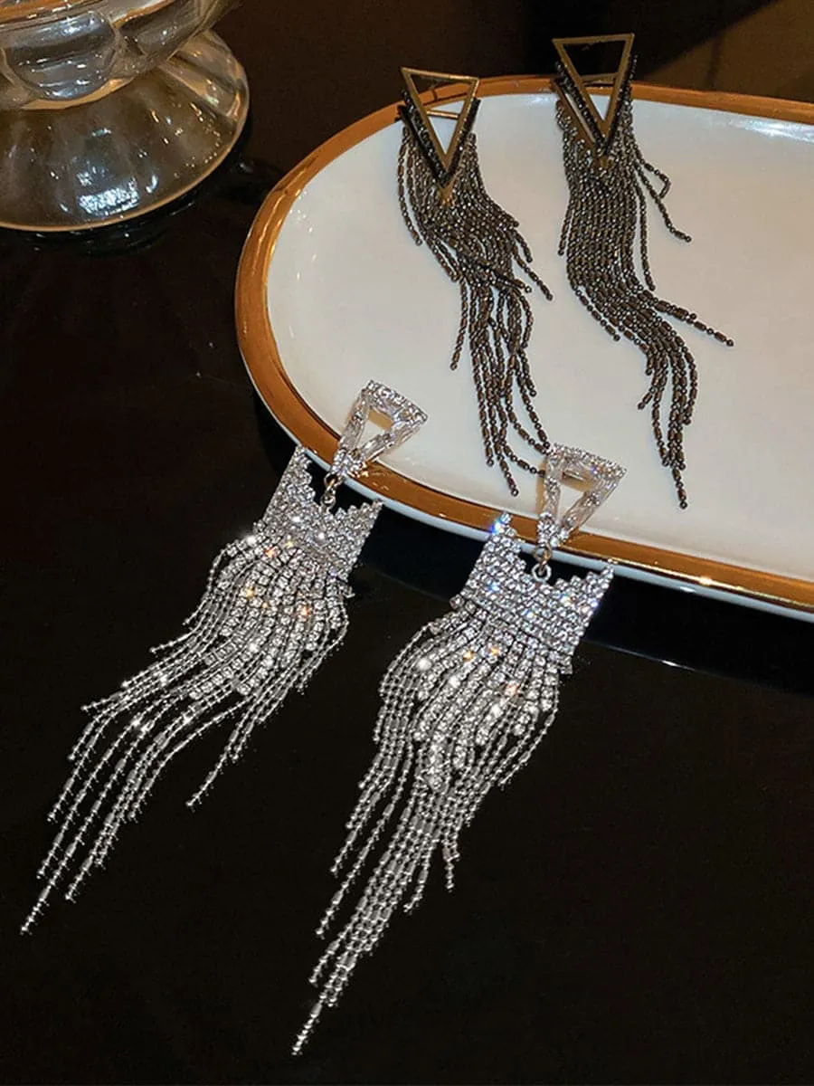 Angular Inlay Diamond Tassel Earrings MSE101008