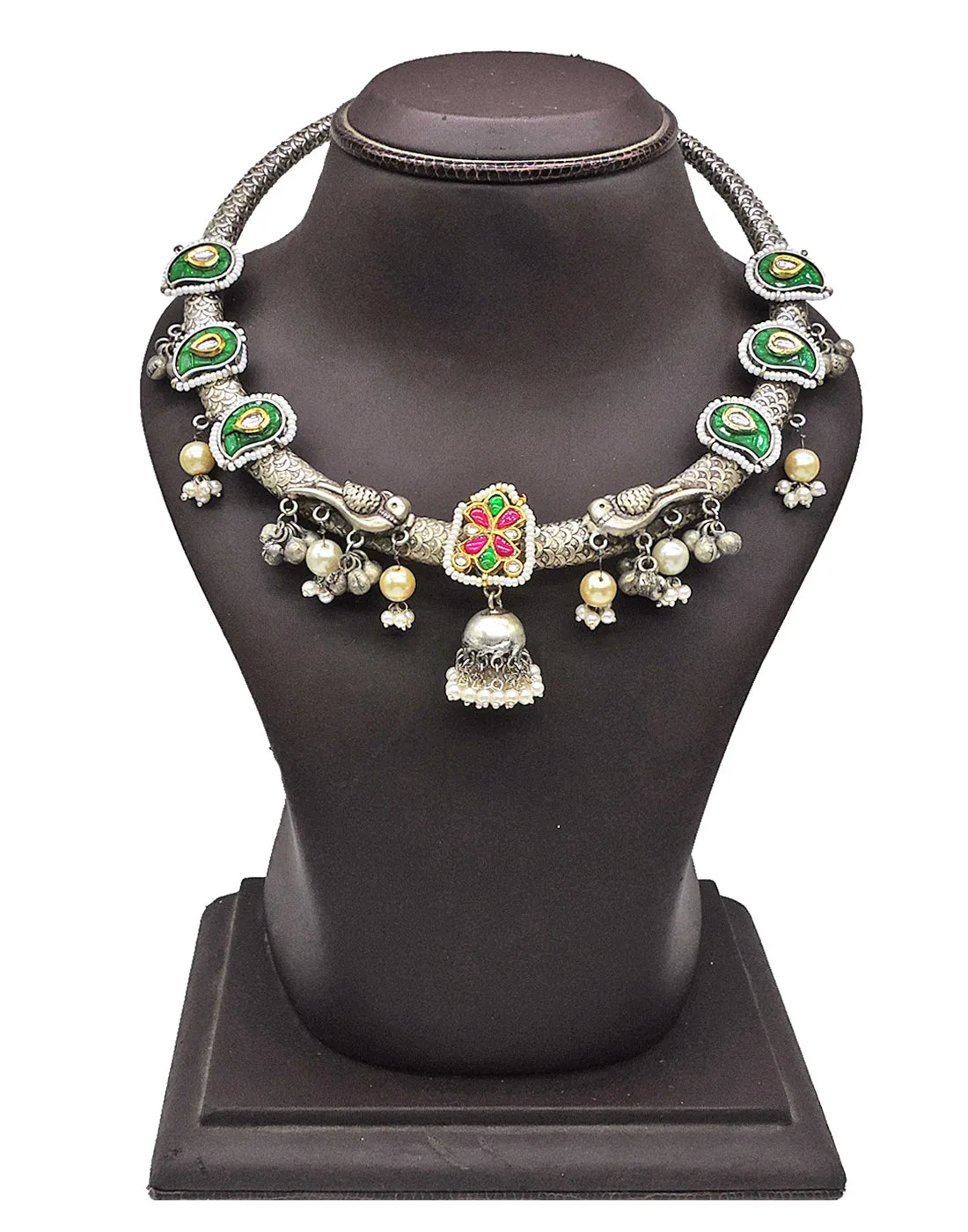 Antique Crystal Necklace | Red & Green