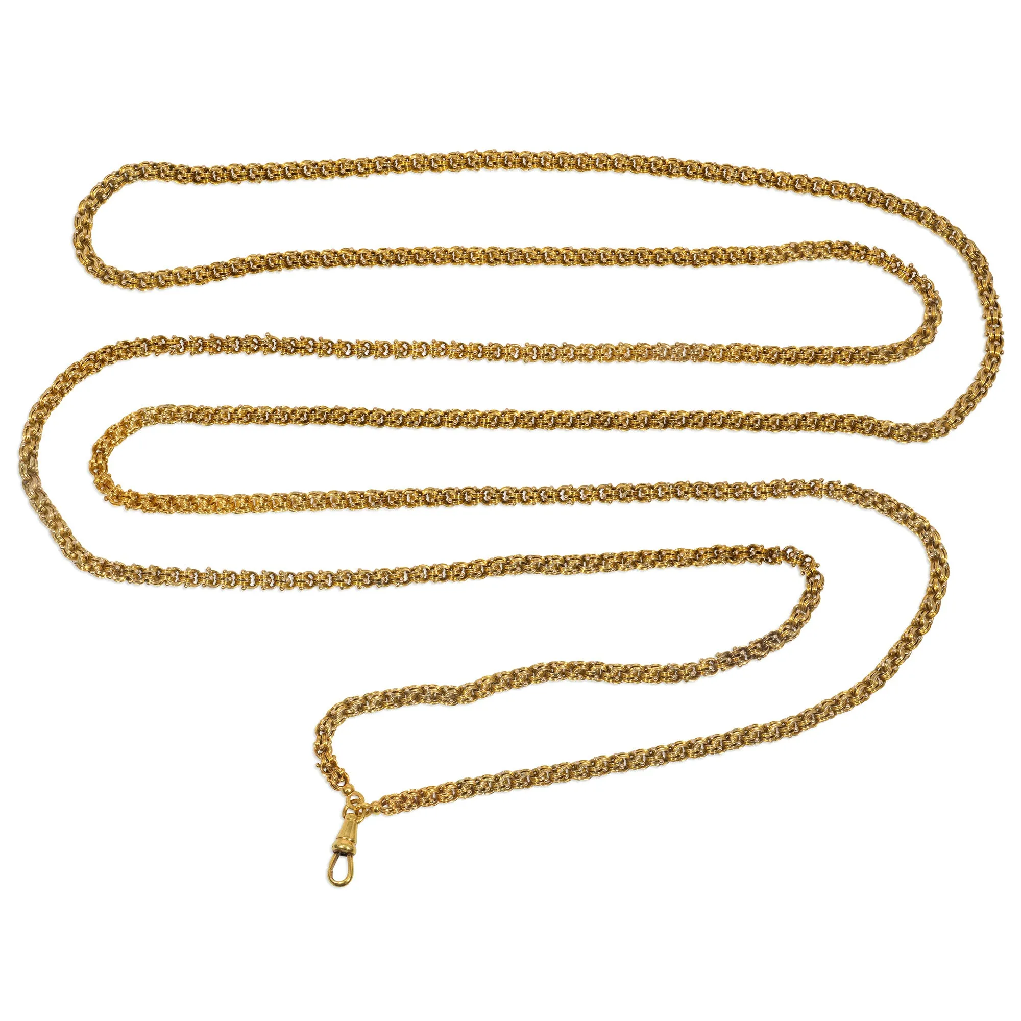 Antique gold longchain of beaded links