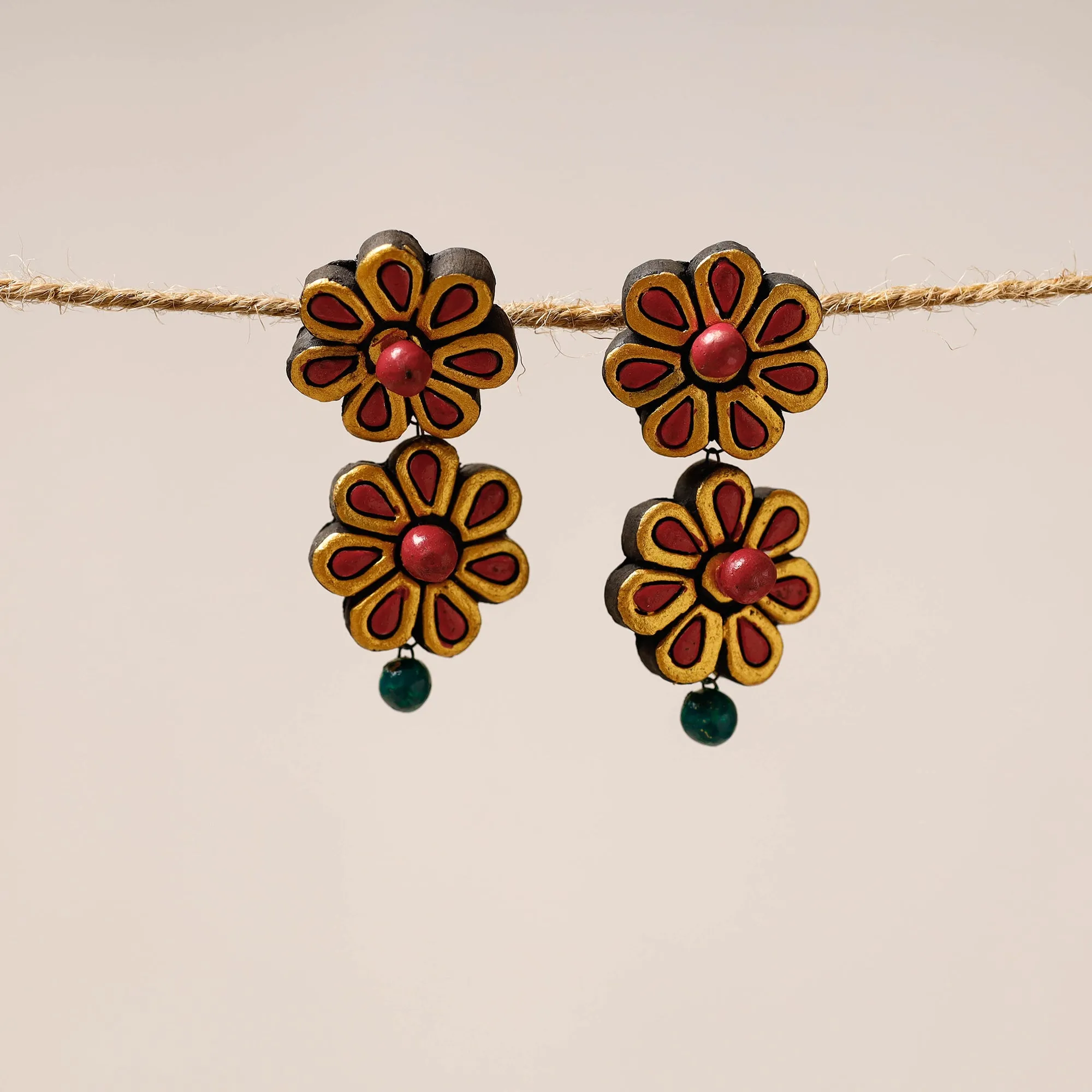 Bishnupur Handpainted Stud Terracotta Earrings 37