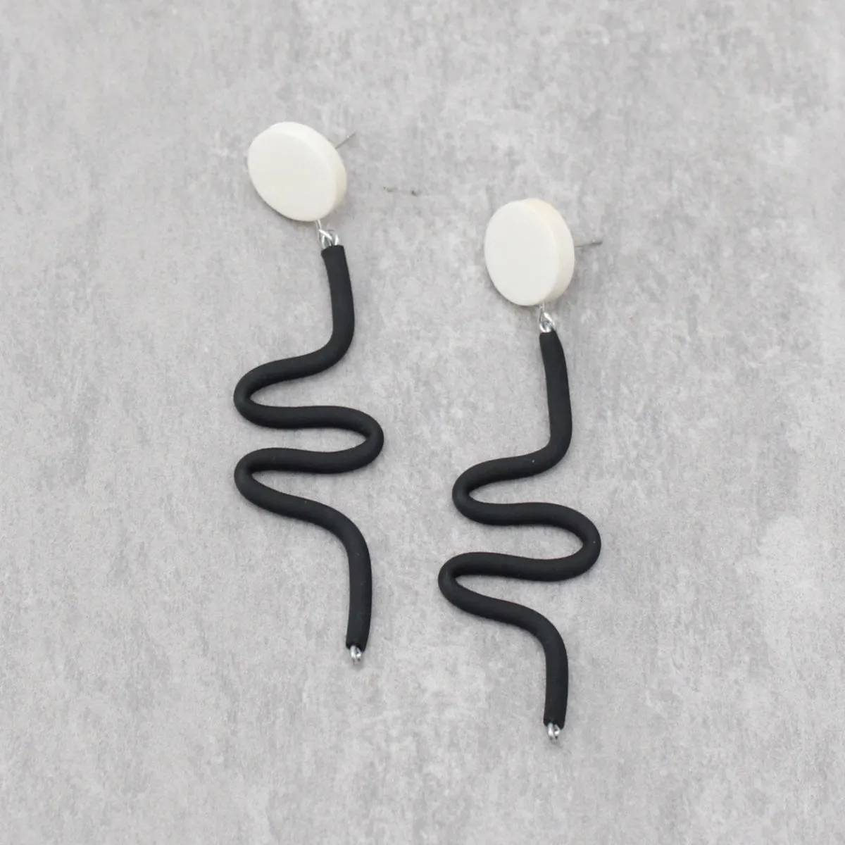 Black and White Rubber Tubing Remi Earrings