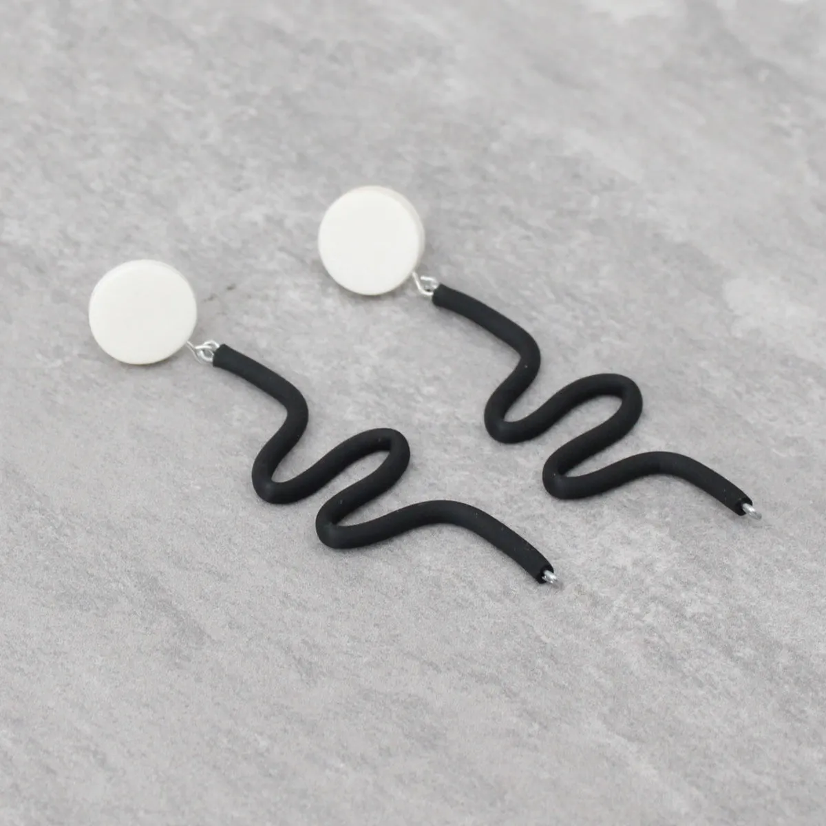 Black and White Rubber Tubing Remi Earrings