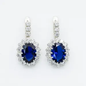 Blue Sapphire Earrings - Princess Diana Earrings, Royal Blue Earrings