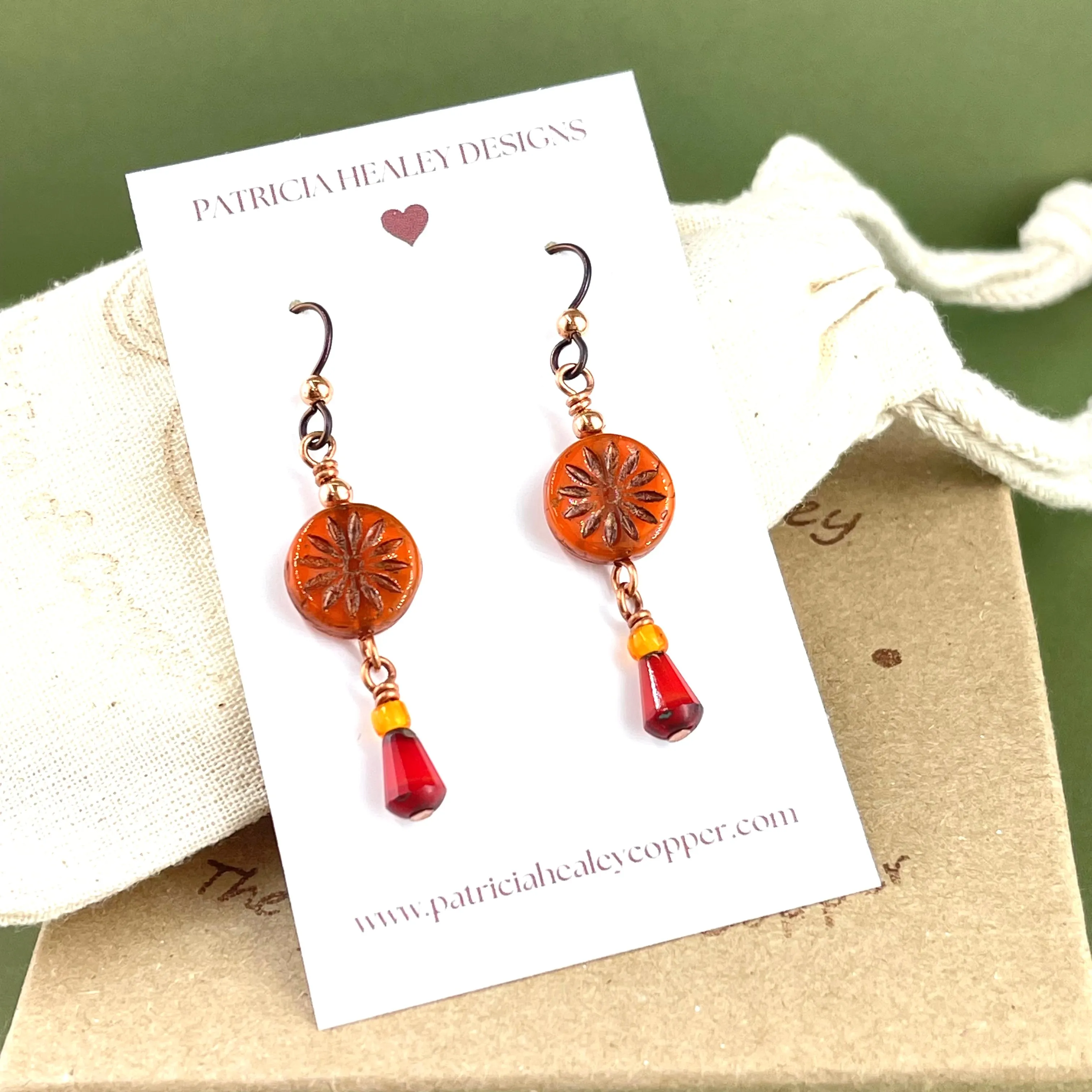 Bohemian Style Czech Glass Dangle Earrings