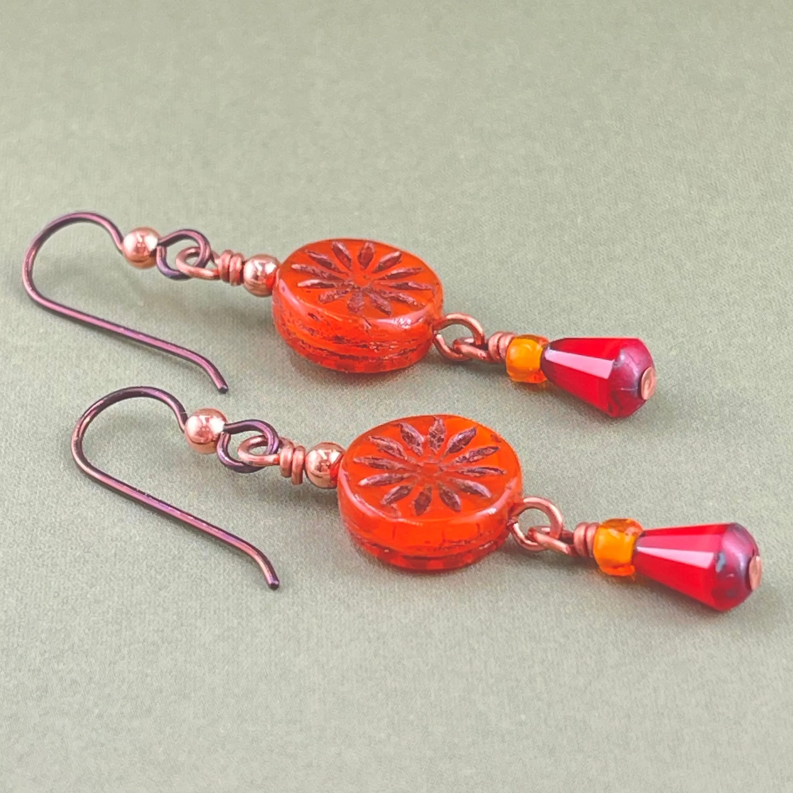 Bohemian Style Czech Glass Dangle Earrings