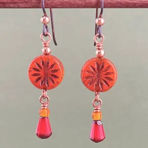 Bohemian Style Czech Glass Dangle Earrings