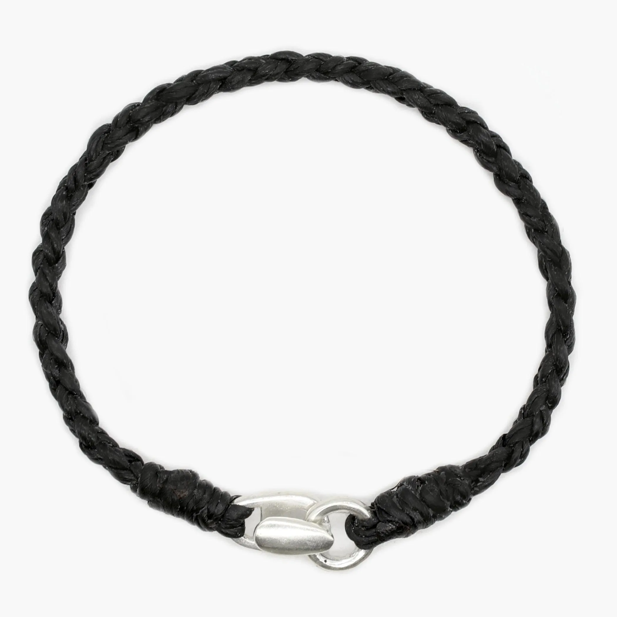 Braided "Antibes" Bracelets With Silver Clasp (Black)