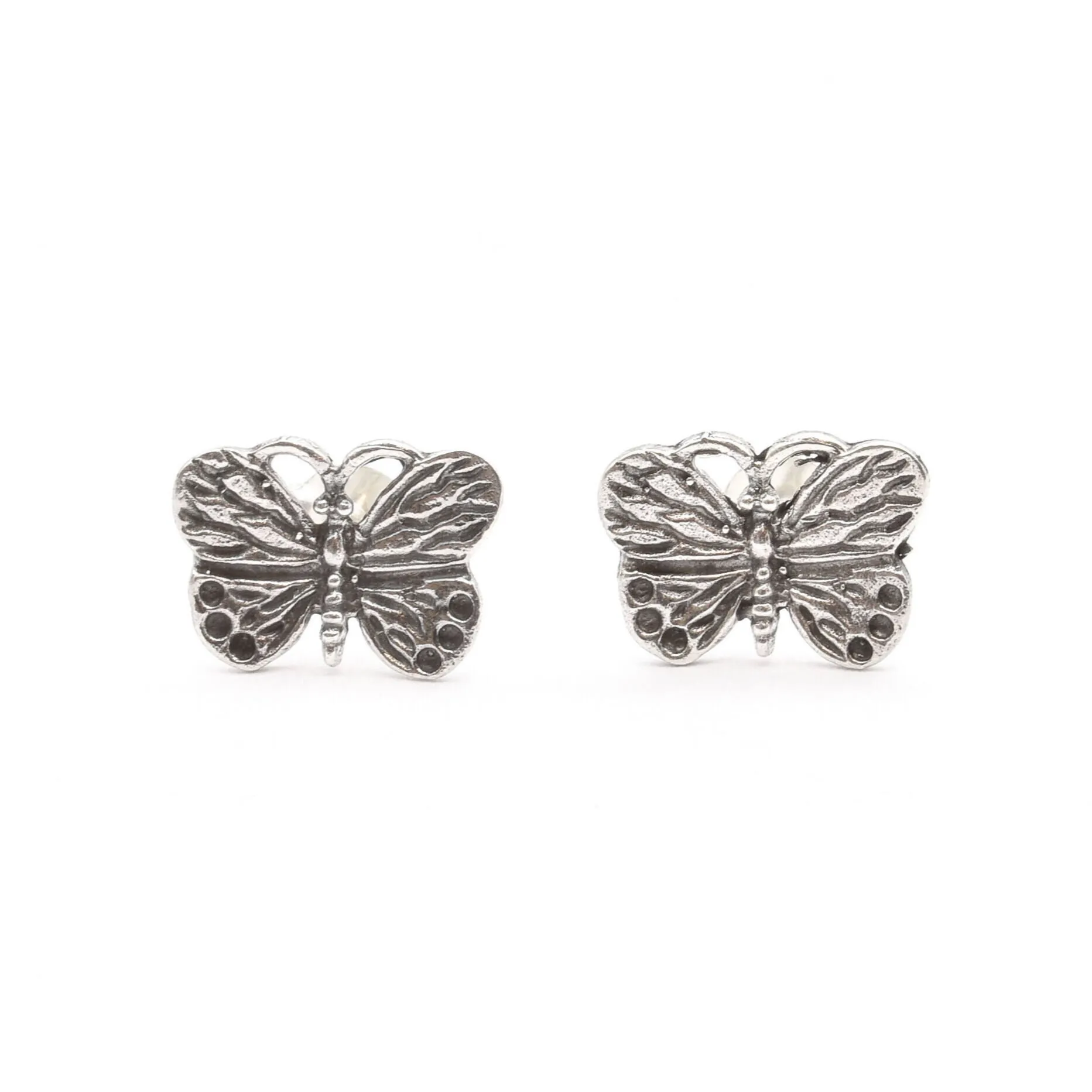 Butterfly Silver Studs - Dainty Vintage Earrings - Silver Boho Earrings