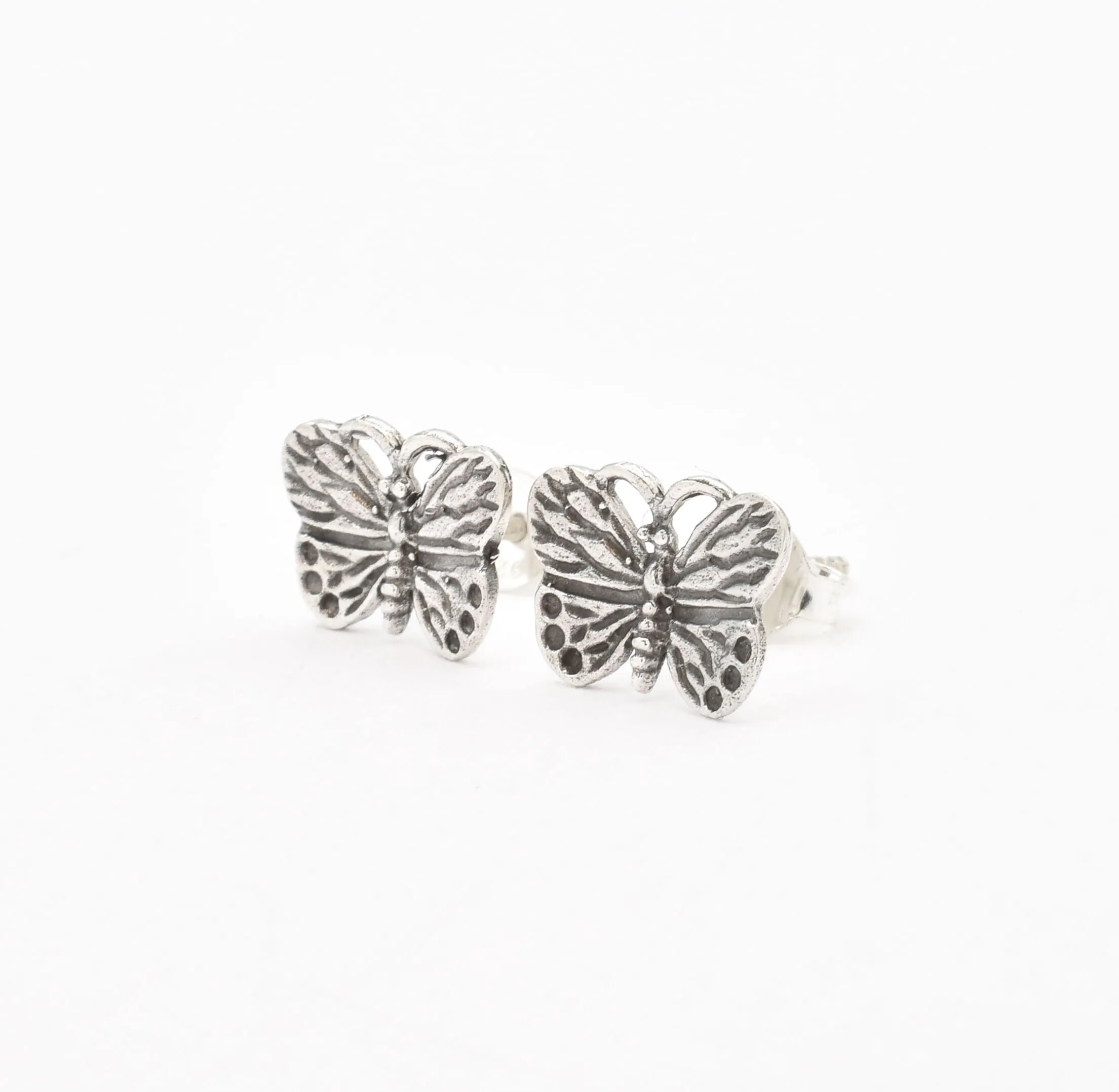 Butterfly Silver Studs - Dainty Vintage Earrings - Silver Boho Earrings