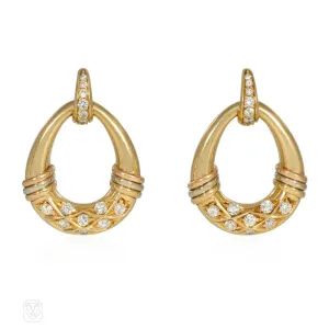 Cartier gold and diamond doorknocker earrings