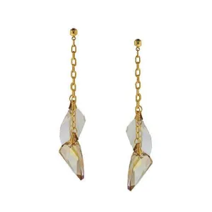 Chain Earrings with Crystal Champagne Slices