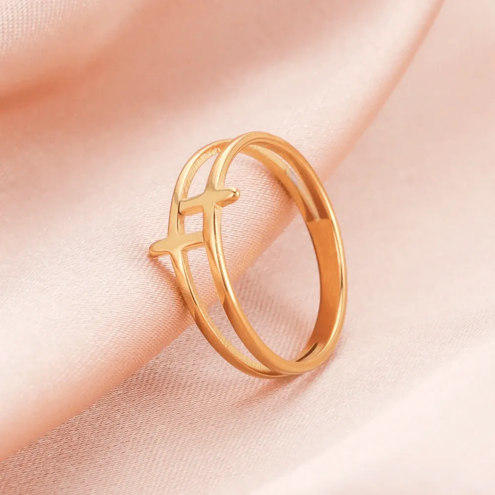 Christian Double Banded Cross Ring