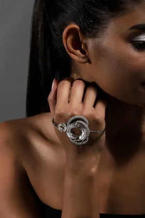 Circular Rings Silver Plated Palm Cuff