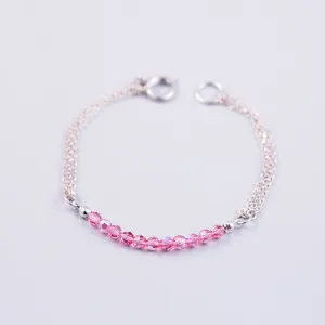 Crystal Bead Bracelet Silver & Crystal Pink