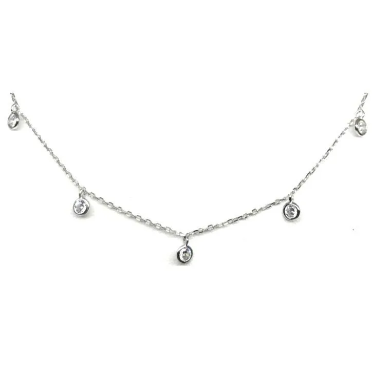 Crystal Chain Choker: Sterling Silver (NCH5460)