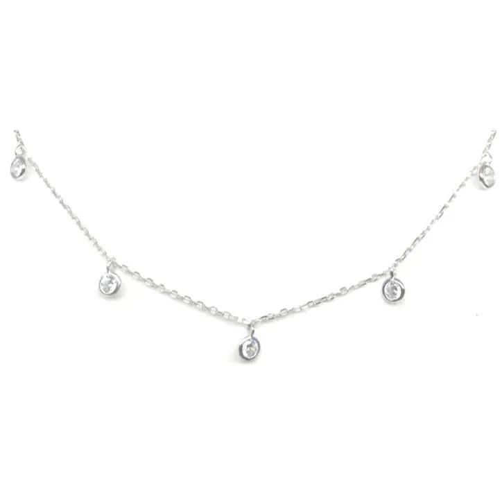 Crystal Chain Choker: Sterling Silver (NCH5460)