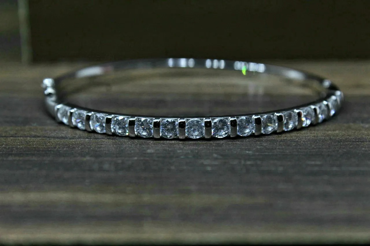 Cubic Zirconia Sterling Silver Cz openable  bracelet for women and girls