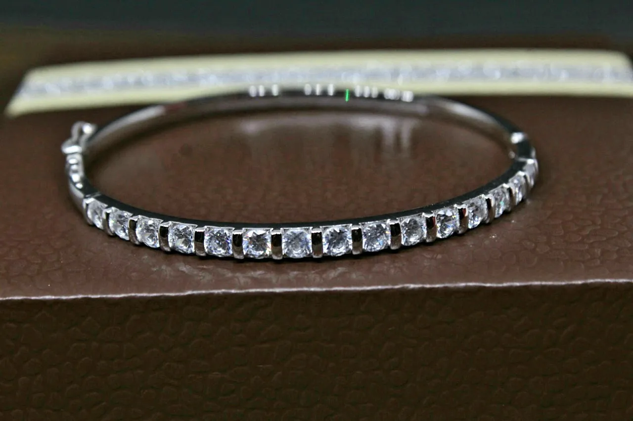 Cubic Zirconia Sterling Silver Cz openable  bracelet for women and girls