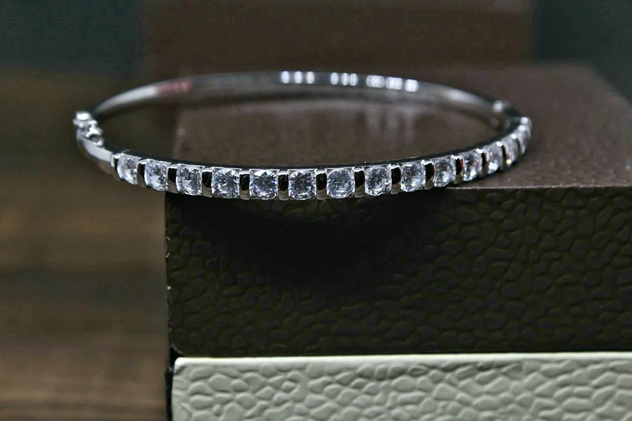 Cubic Zirconia Sterling Silver Cz openable  bracelet for women and girls