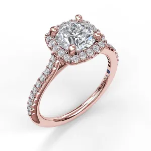 Cushion Halo Engagement Ring