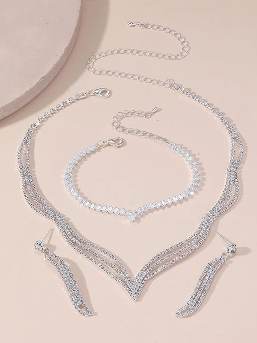 Cutout Rhinestone Banquet Jewelry Set MSE00130