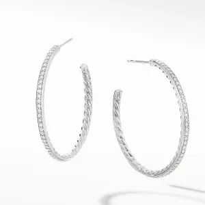 David Yurman Medium Diamond Hoop Earrings