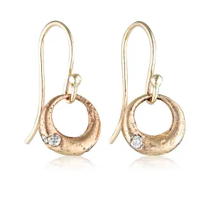 Demilune Earrings - Yellow Gold & White Diamond