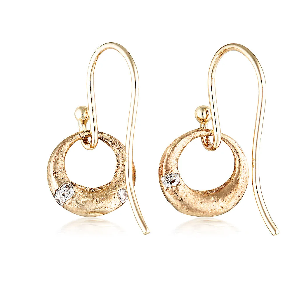 Demilune Earrings - Yellow Gold & White Diamond