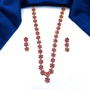 Designer Boutique Ruby Red and Emerald Green Zircon (CZ) Long Necklace