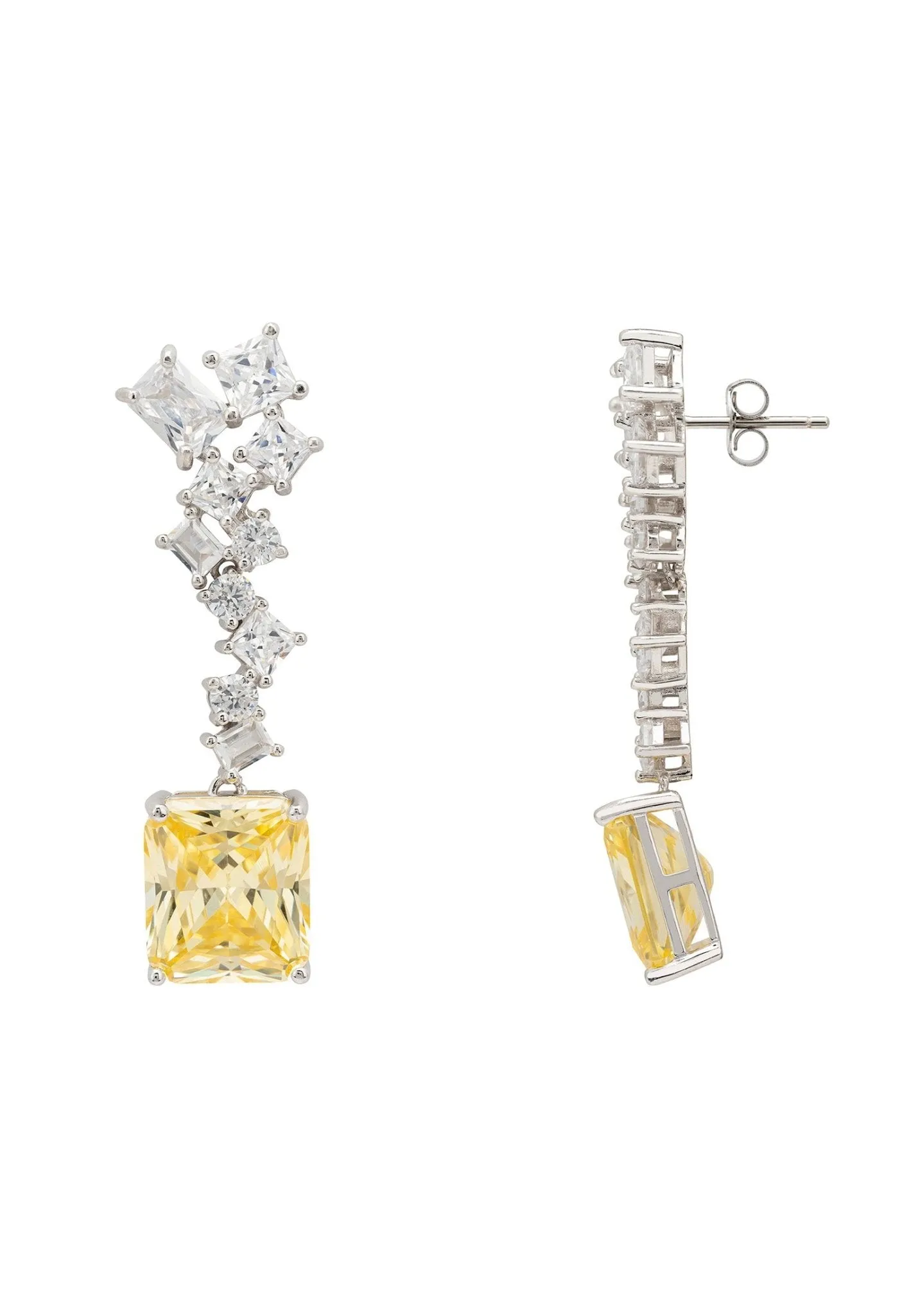 Diana Lemon Topaz Drop Earrings Silver