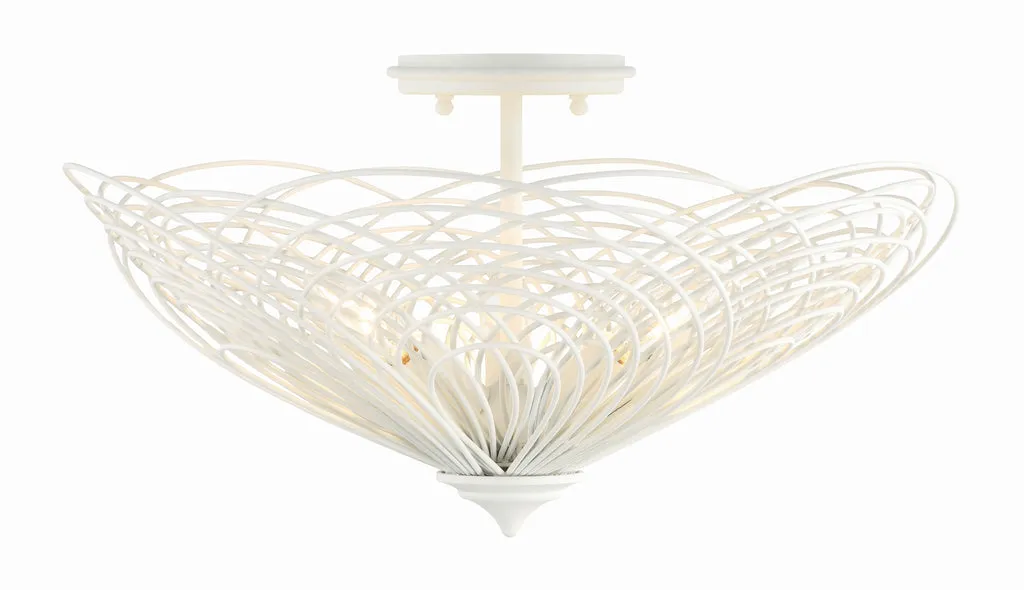 Doral 3 Light Matte White Semi Flush Mount