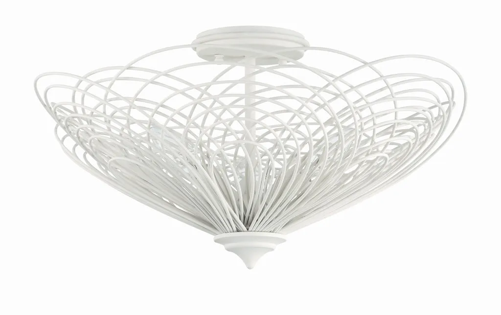 Doral 3 Light Matte White Semi Flush Mount