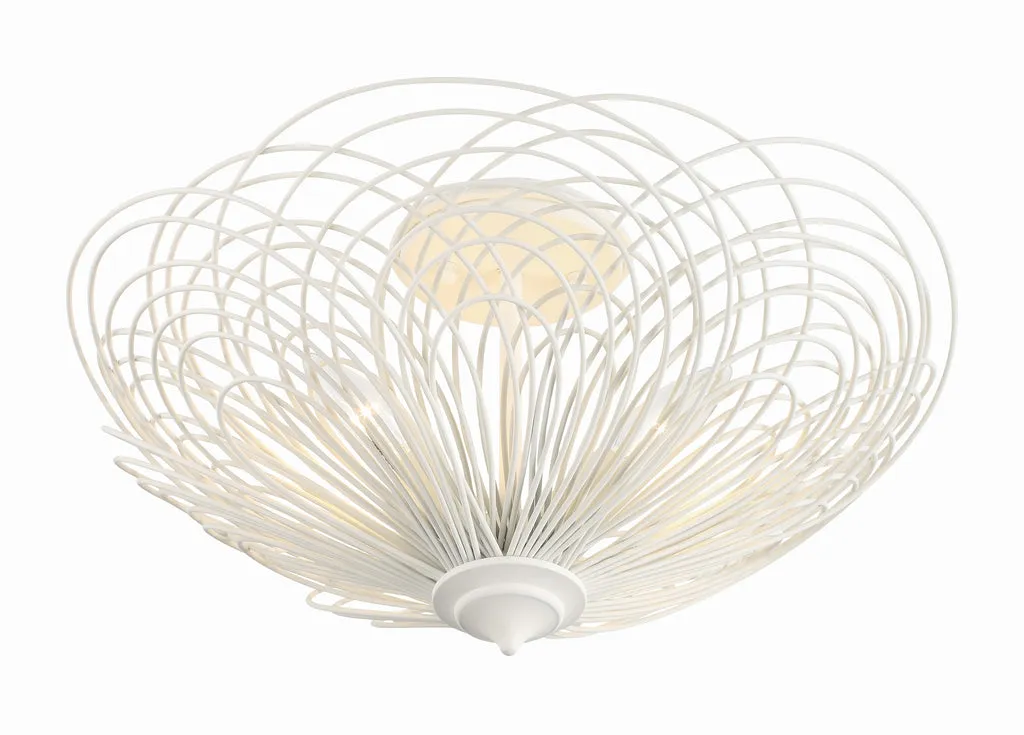 Doral 3 Light Matte White Semi Flush Mount