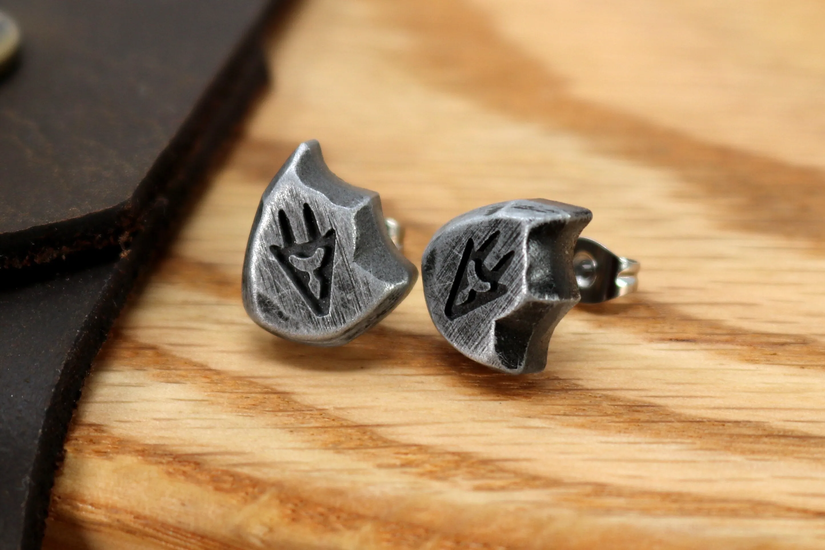 Dragoon Job Icon Stainless Steel Studded Earrings Pair - FFXIV