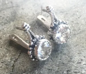 Drop Diamond Earrings - Vintage Bridal Earrings, Sparkly Silver Earrings