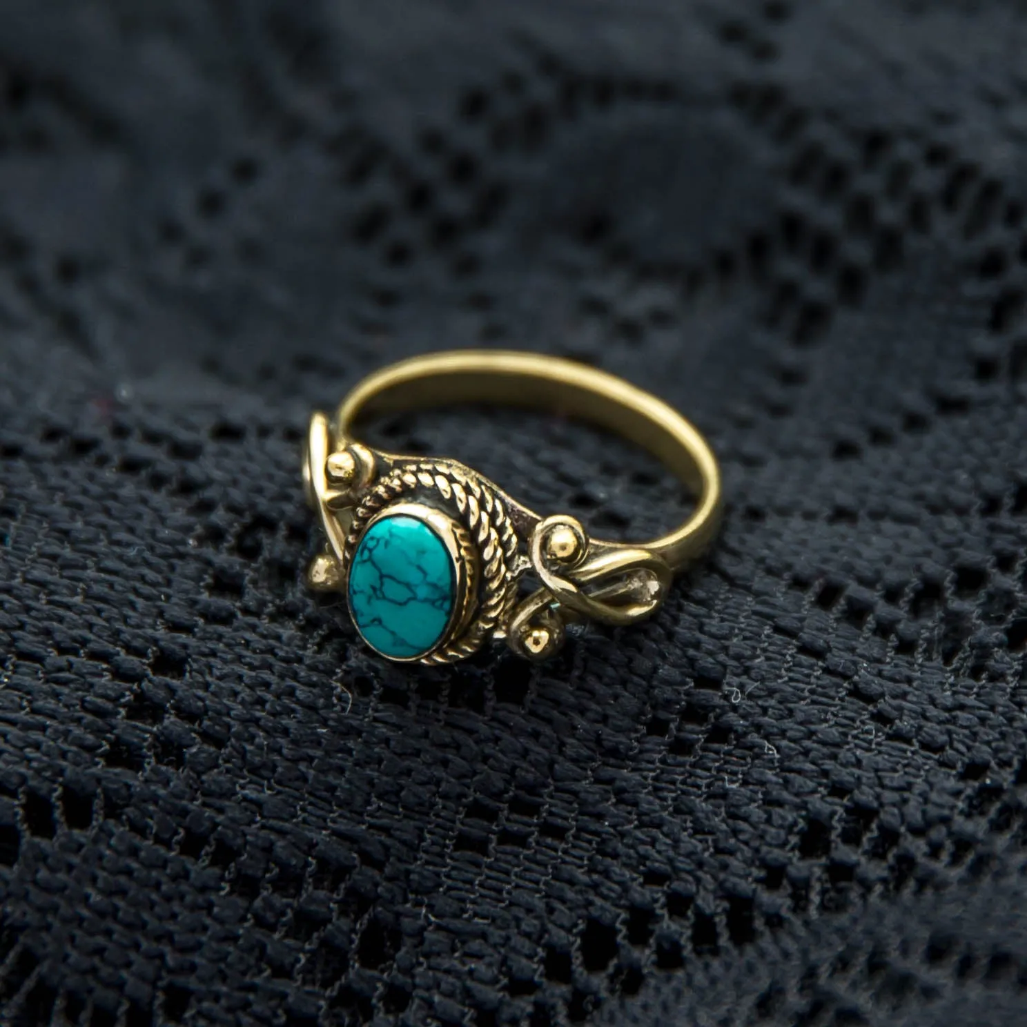 Durga Ring - Brass - Turquoise