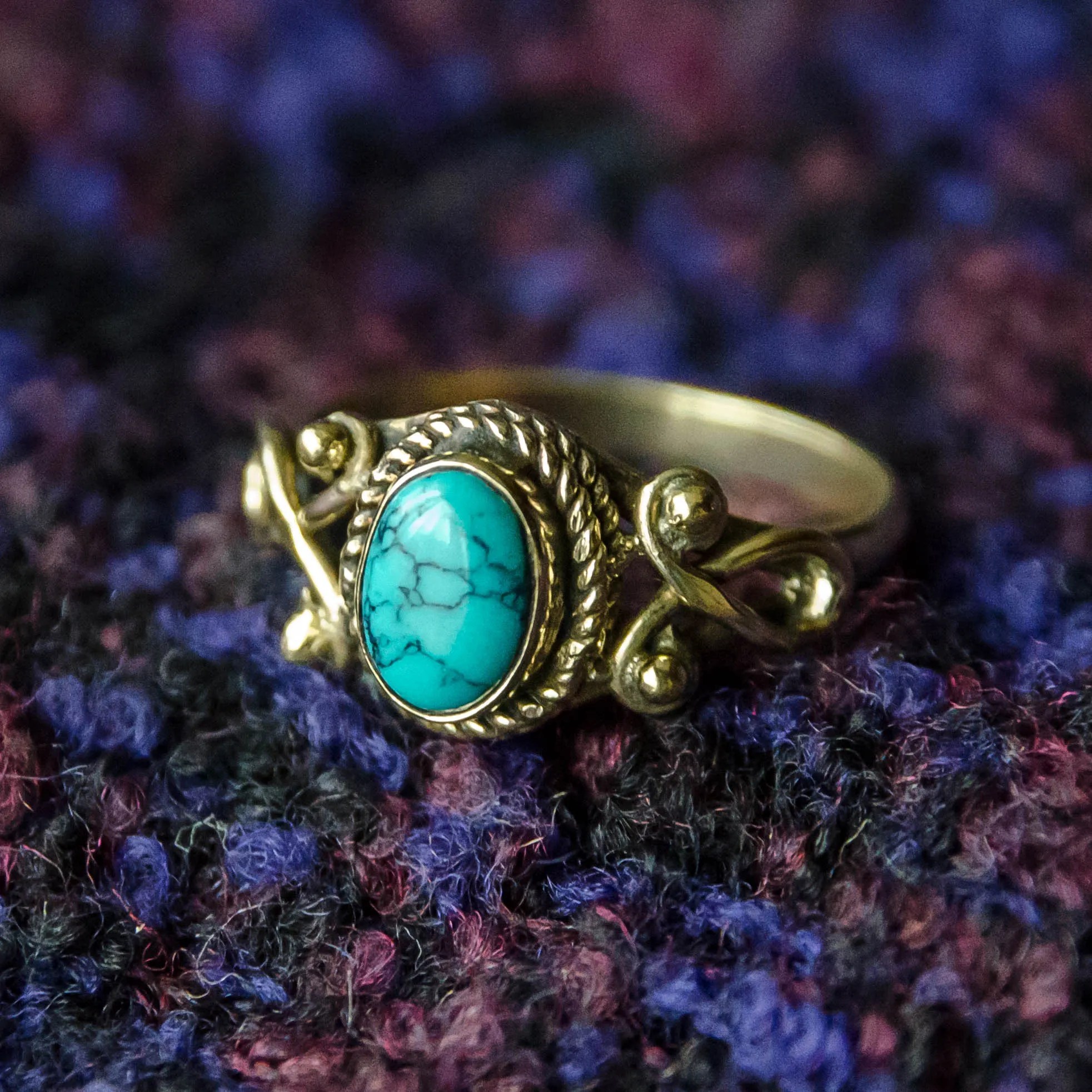 Durga Ring - Brass - Turquoise