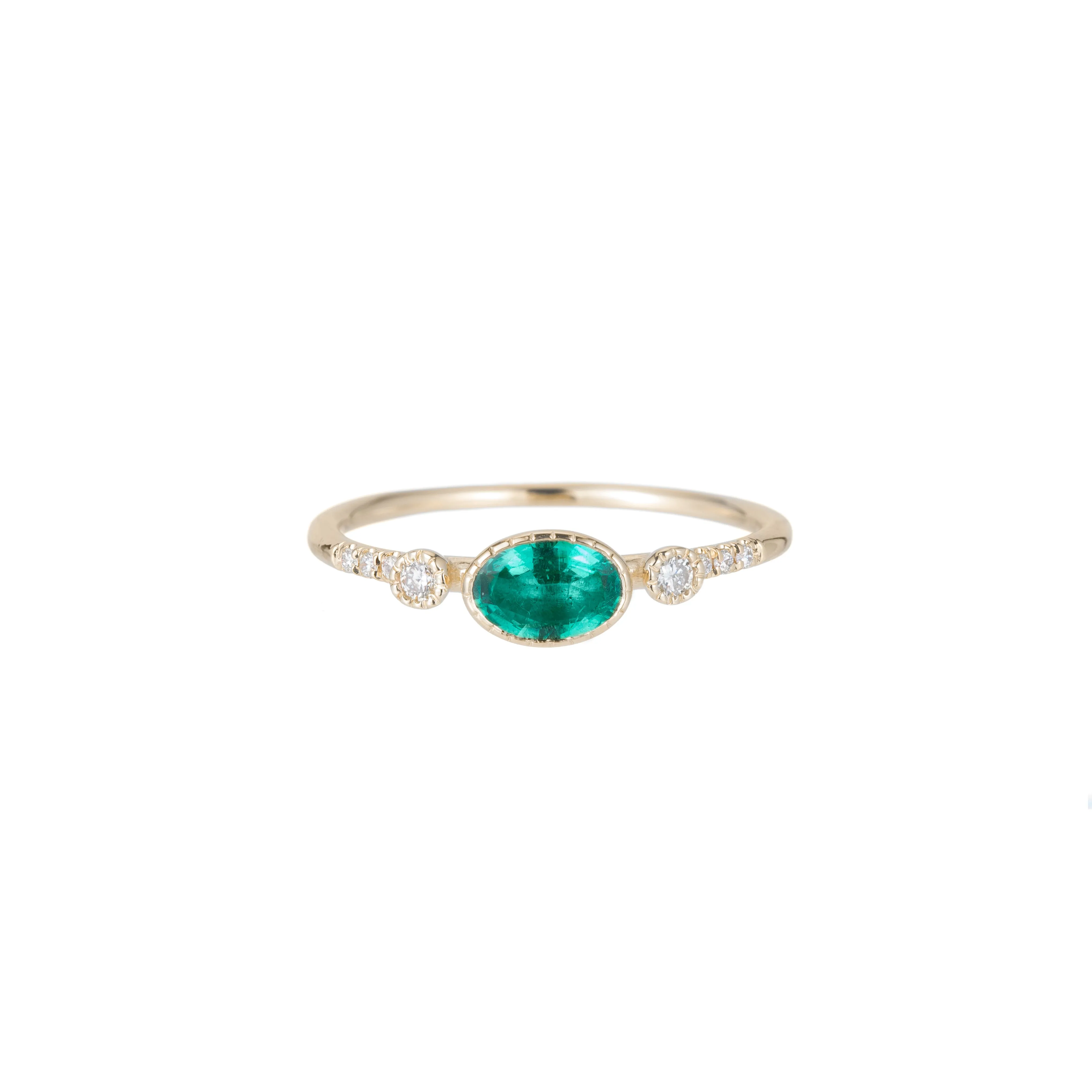 Emerald Diamond Dew Equilibrium Ring