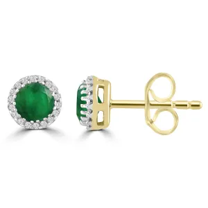 Emerald Halo Stud Earrings