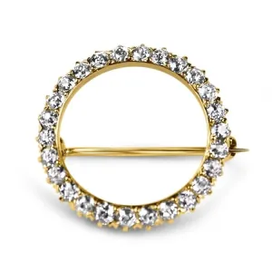 Estate Yellow Gold Diamond Circle Pin