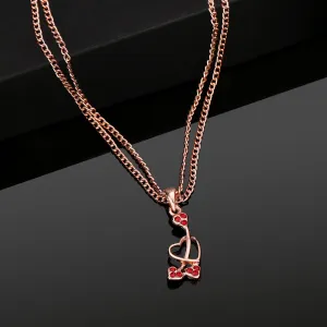 Estele Rose Gold Plated Heart shaped Pendant with Austrian Crystals for Women