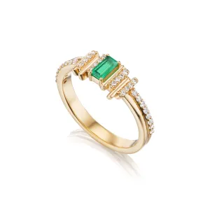 Ethereal Glow Emerald Baguette 14k Gold Ring