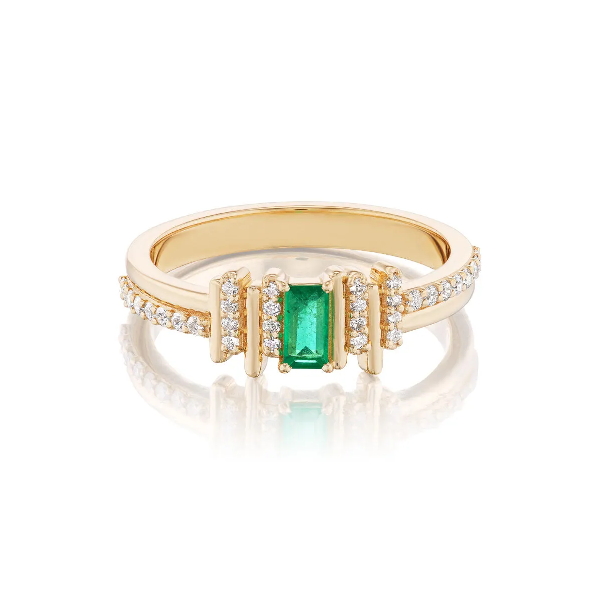 Ethereal Glow Emerald Baguette 14k Gold Ring