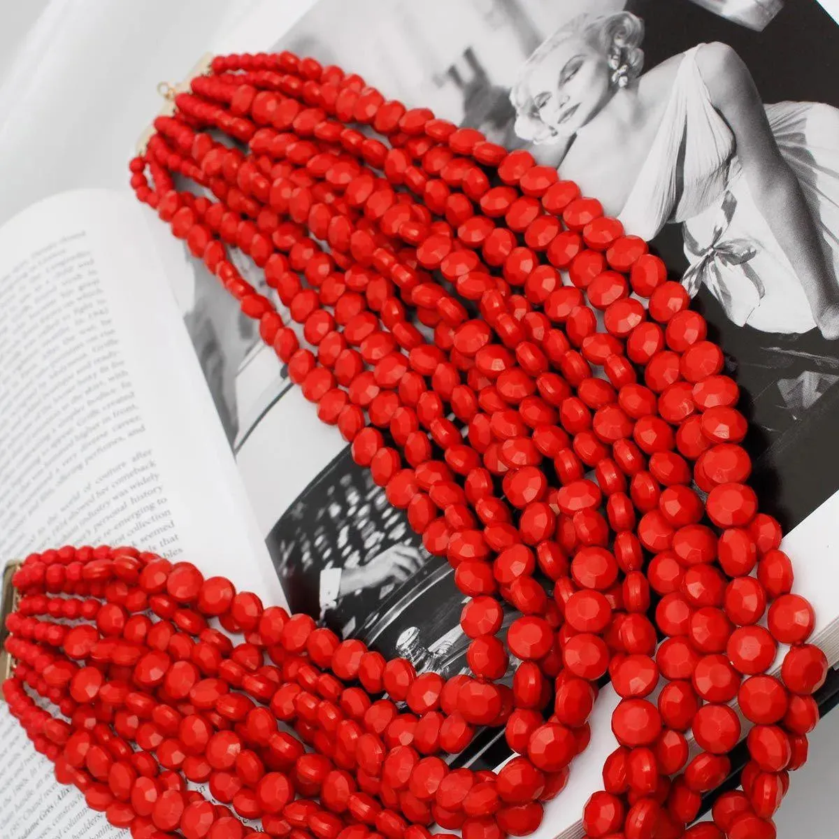 Flatly Red Beaded Necklace Set | Feel the Passion