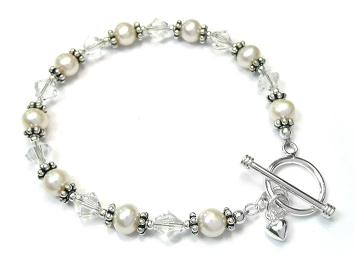 Freshwater Pearl and Crystal Bracelet - Mia