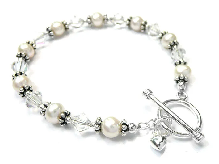 Freshwater Pearl and Crystal Bracelet - Mia