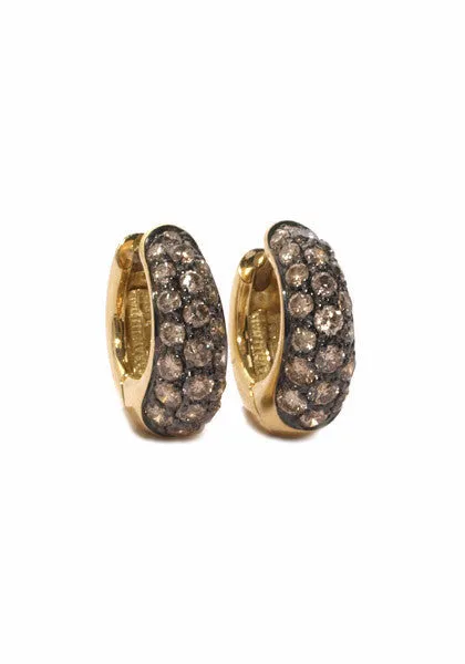 Garavelli 18K Rose Gold Brown Diamond Huggie Earrings