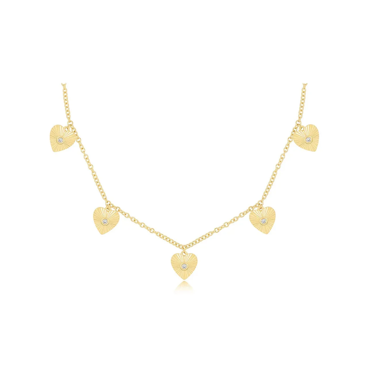 Gold and Diamond Fluted Heart Necklace